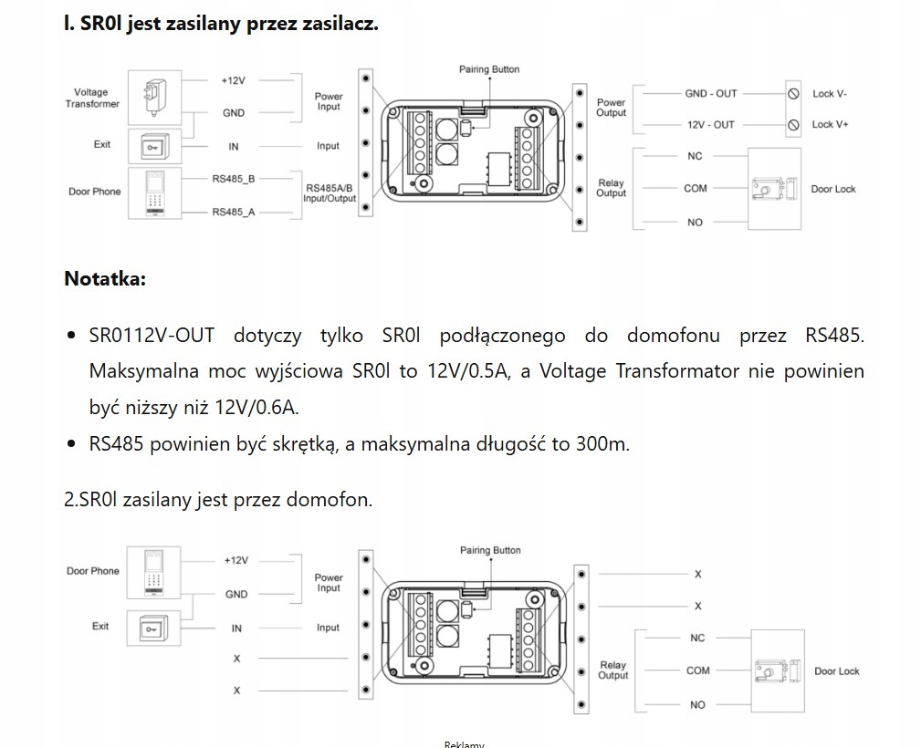 Akuvox SR01 - Dodatkowe wejście Panel zewnętrzny. Moduł przekaźnika - obrazek 10