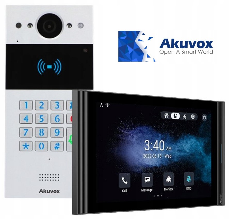 Akuvox R20K (szary) i S567G (czarny) - Wideodomofon panel bramowy i monitor