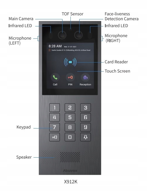 Akuvox X912K - Panel zewnętrzny. Wideodomofon, (Kolor: czarny) - obrazek 2